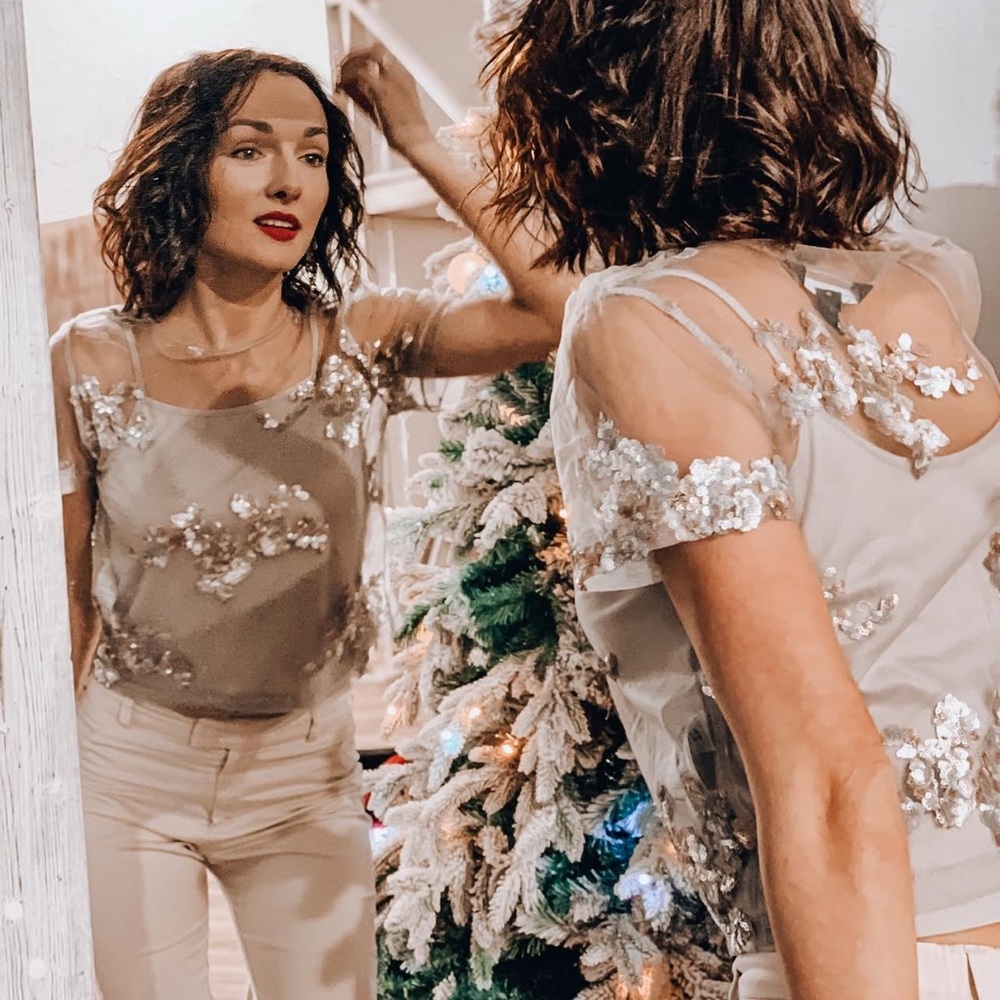 New Look Sheer Sequin Top (S)